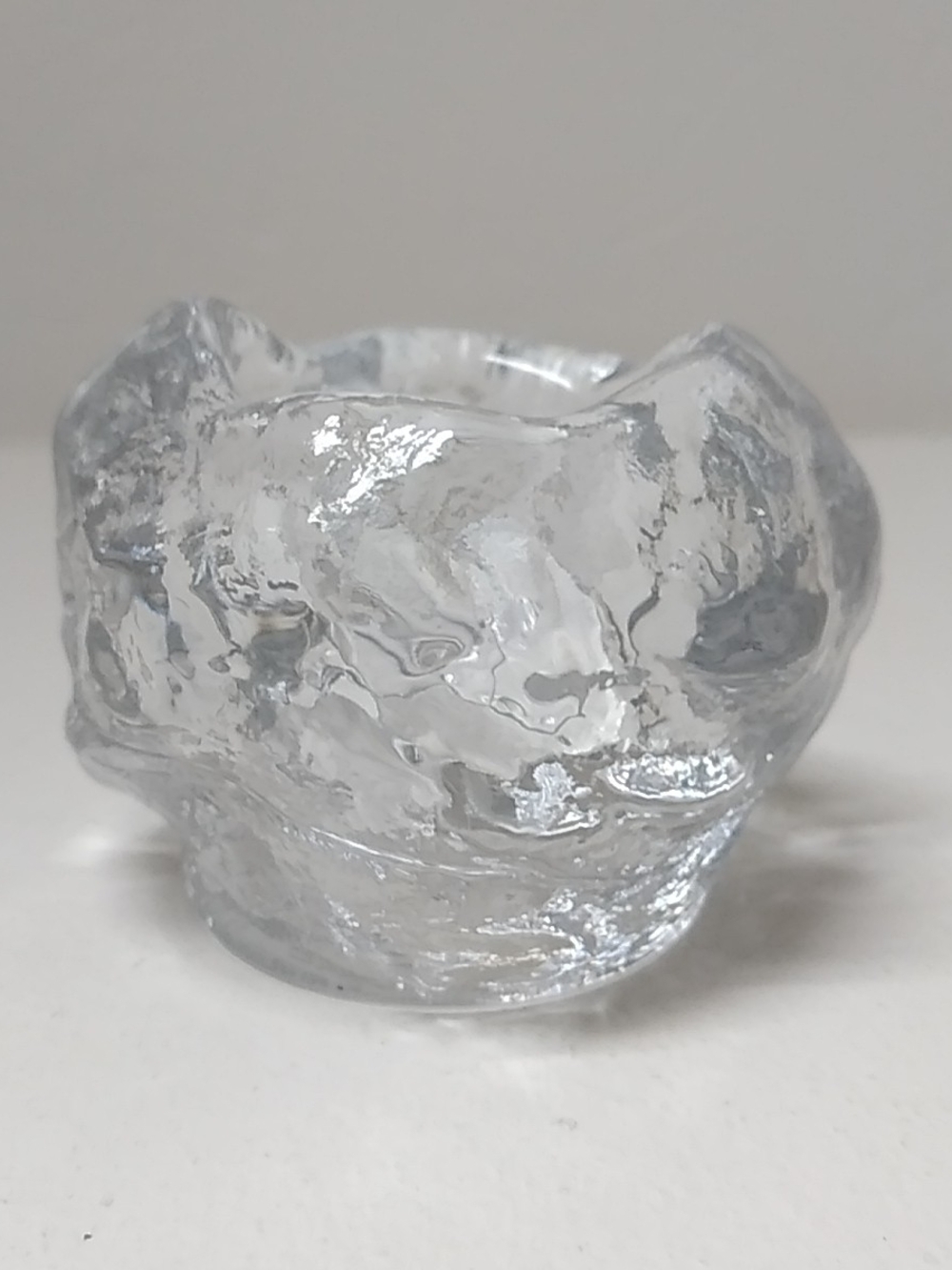 Kosta Boda Crystal Snowball Tealight Candle Holder Clear Textured Glass Votive